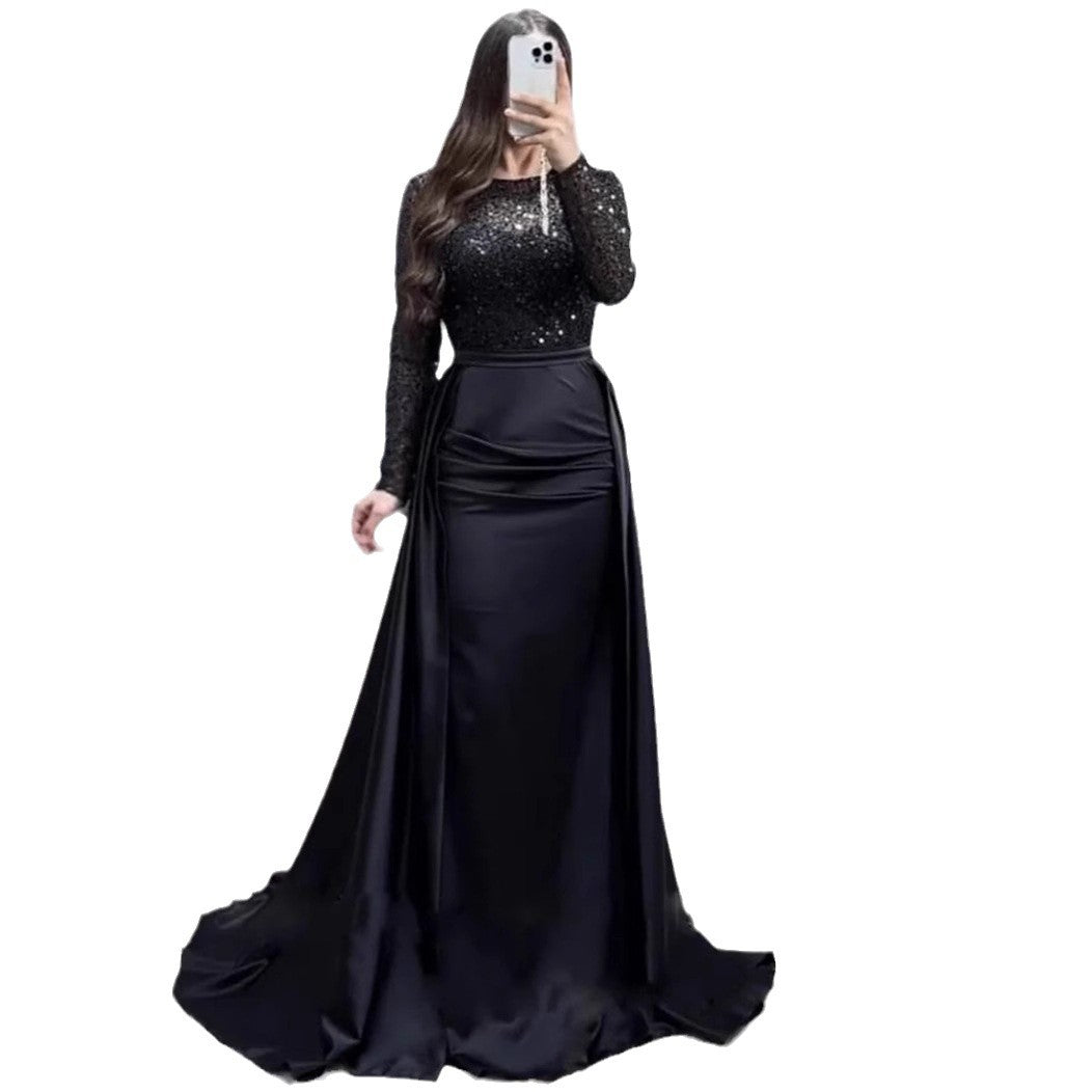 Women's Banquet Long Sleeve Elegant Socialite Annual Party Evening Dress