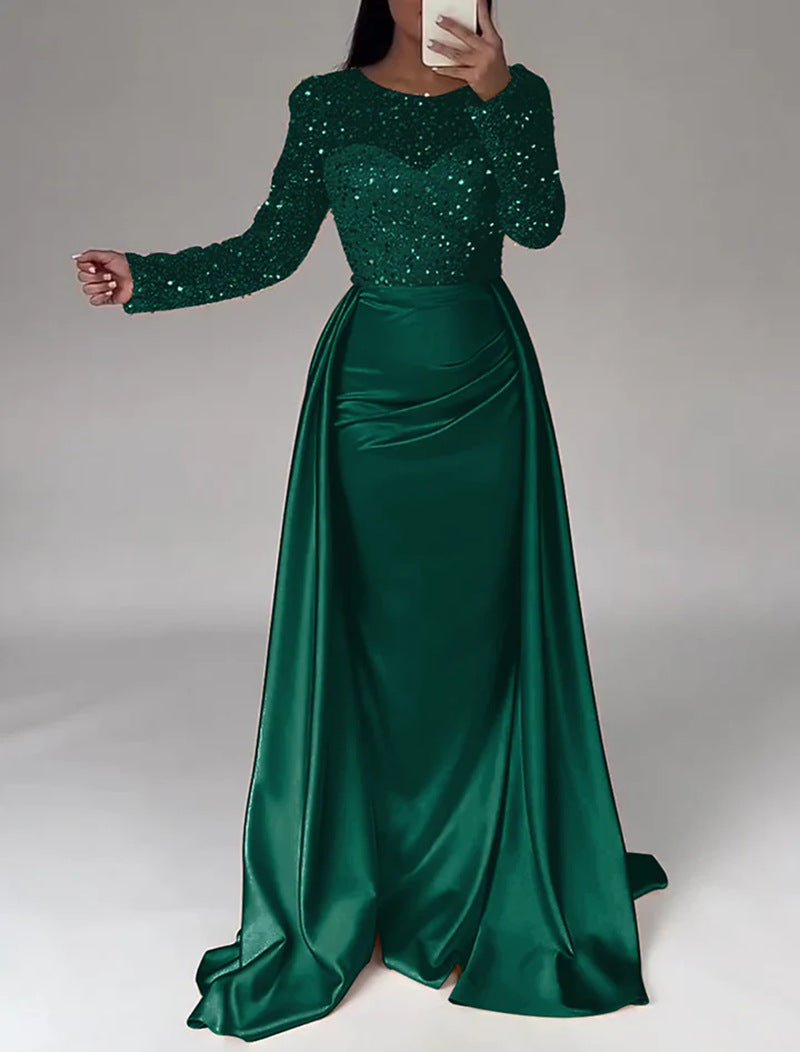 Women's Banquet Long Sleeve Elegant Socialite Annual Party Evening Dress