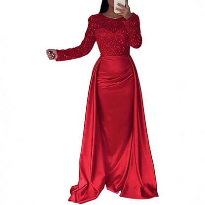 Women's Banquet Long Sleeve Elegant Socialite Annual Party Evening Dress