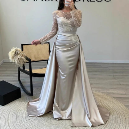 Women's Banquet Long Sleeve Elegant Socialite Annual Party Evening Dress