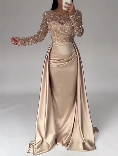 Women's Banquet Long Sleeve Elegant Socialite Annual Party Evening Dress