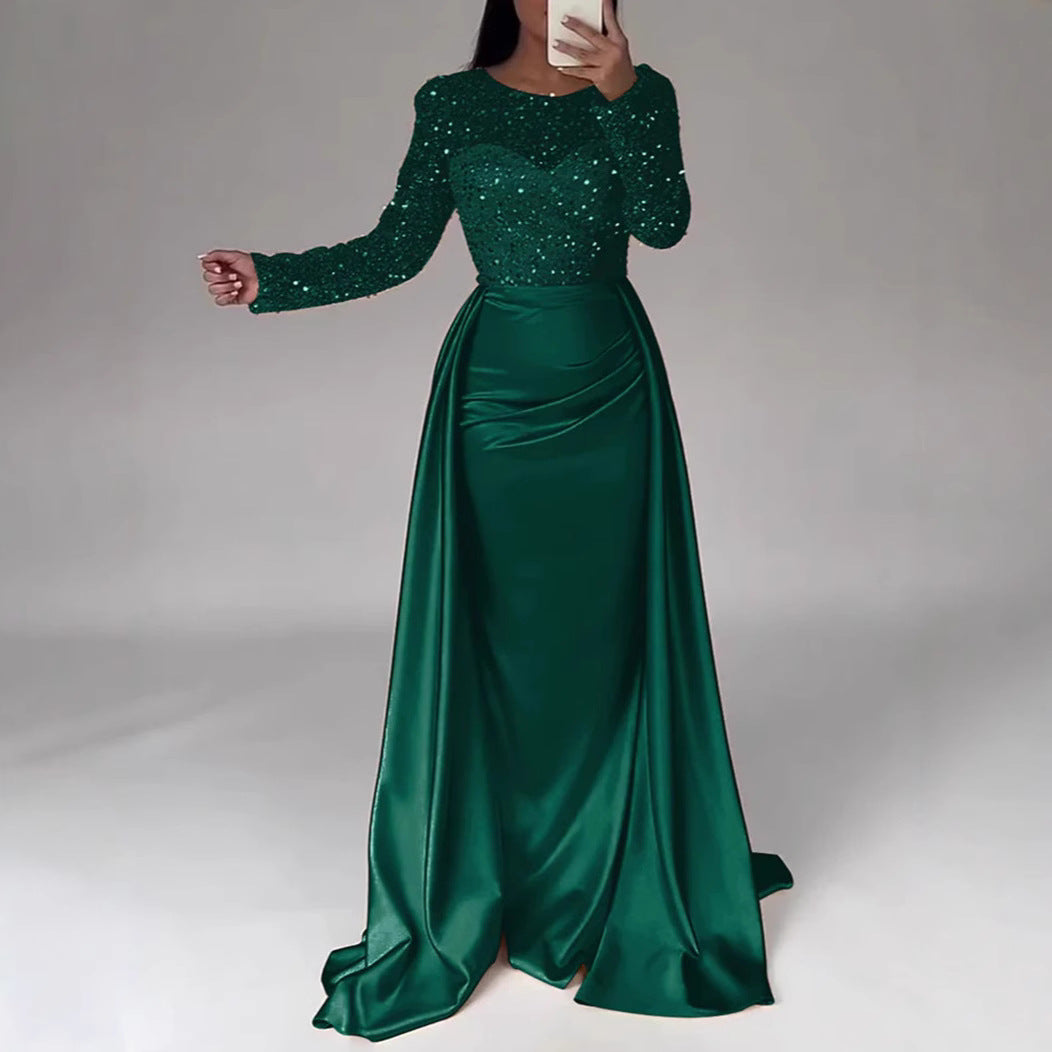 Women's Banquet Long Sleeve Elegant Socialite Annual Party Evening Dress